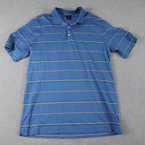 Nike Golf Polo Shirt Mens XL Casual Knit Cotton Blue Striped Short Sleeve